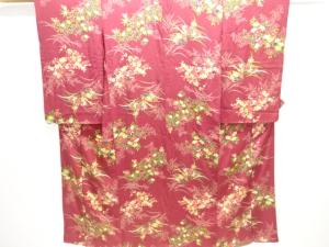 大正ロマン　錦紗草花模様着物